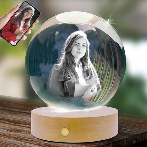 Personalized 3D Crystal Photo, Customized Laser Engraved Crystal Frame with Picture, Great Anniversary, Birthday, Christmas, Memorial Gifts for Women, Men, Dad, Mom (Small) in Saudi Arabia