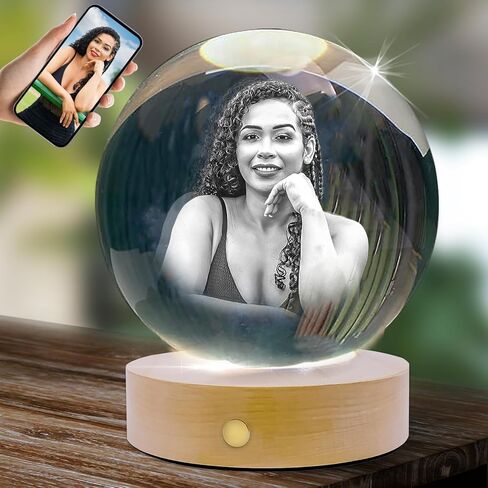 Personalized 3D Crystal Photo, Customized Laser Engraved Crystal Frame with Picture, Great Anniversary, Birthday, Christmas, Memorial Gifts for Women, Men, Dad, Mom (Small) in Saudi Arabia
