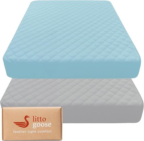 واقي مرتبة سرير الأطفال المبطن (عبوة من قطعتين)، غطاء مرتبة مقاوم للماء للأطفال الصغار، يناسب مرتبة سرير الأطفال القياسية مقاس 52 × 28 بوصة in Kuwait