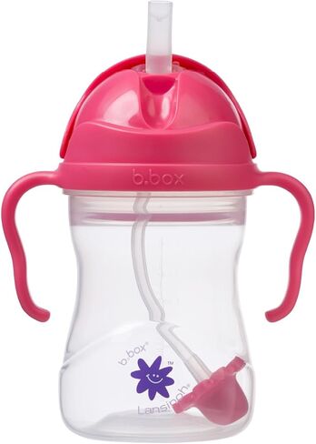 b.box + Lansinoh Weighted Straw Sippy Cup for Babies 6 Months+ | Leak‑Proof, BPA‑Free, 8 oz Toddler Cup | Drink From Any Angle | Easy Grip, Dishwasher Safe | Boysenberry in Saudi Arabia