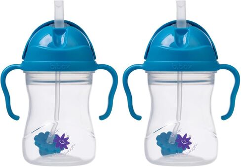 b.box + Lansinoh Weighted Straw Sippy Cup for Babies 6 Months+ | Leak‑Proof, BPA‑Free, 8 oz Toddler Cup | Drink From Any Angle | Easy Grip, Dishwasher Safe | Boysenberry in Saudi Arabia