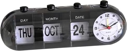 الساعات المنبهية LED على مدار الساعة الرقمية ، الجدول الرجعية Auto Flip Clock غير الموقّع على مدار الساعة على مدار الساعة السطح المكتبي مع تاريخ الشهر والشهر واليوم من الأسبوع (أسود) in Saudi Arabia
