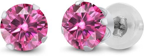 Gem Stone King 14K White Gold White Moissanite Stud Earrings For Women Men (0.46 Cttw, Gemstone Birthstone, Round 4MM) in Saudi Arabia