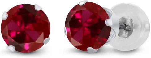 Gem Stone King 14K White Gold White Moissanite Stud Earrings For Women Men (0.46 Cttw, Gemstone Birthstone, Round 4MM) in Saudi Arabia