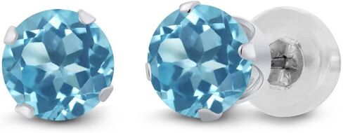 Gem Stone King 14K White Gold White Moissanite Stud Earrings For Women Men (0.46 Cttw, Gemstone Birthstone, Round 4MM) in Saudi Arabia