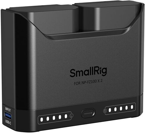 شاحن بطارية SMALLRIG NP-FZ100 لسوني، شاحن كاميرا ثنائي الفتحة 2 ساعة مع منفذ شحن سريع 22.5 وات USB-C، متوافق تمامًا مع Sony Alpha A7III A7IV A6700 FX3 FX30 A9 A7C A7CII A7RIII ZV-E1 ZV-E10II in Kuwait