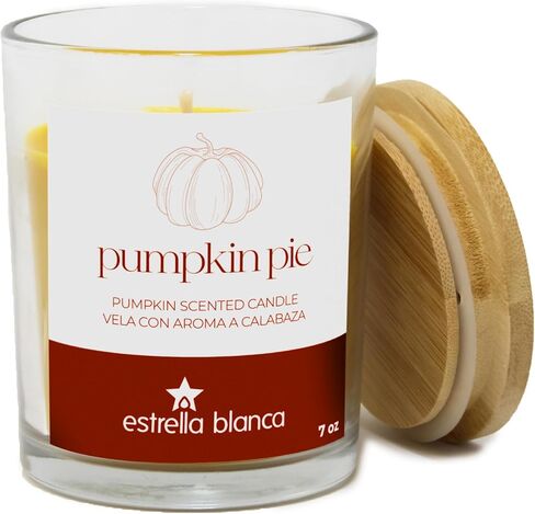 Aromatic Candle 7oz Wooden Top - Pumpkin Pie, Long-Lasting Scented Candle in Saudi Arabia
