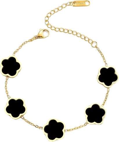 18K Gold Plated Clover Lucky Bracelet for Women White/Black in Saudi Arabia