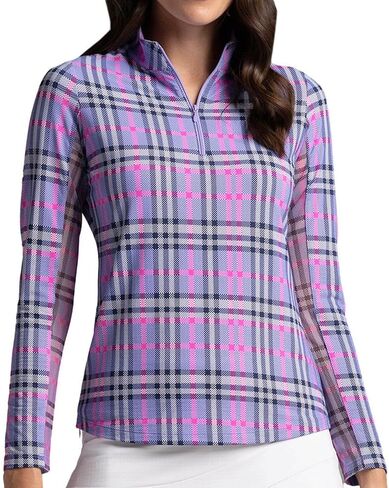 Ibkul athleisure ارتداء أشعة الشمس واقية upf 50+ Icefil تبريد جوديث طباعة الأكمام الطويلة أعلى الرقبة. in Saudi Arabia