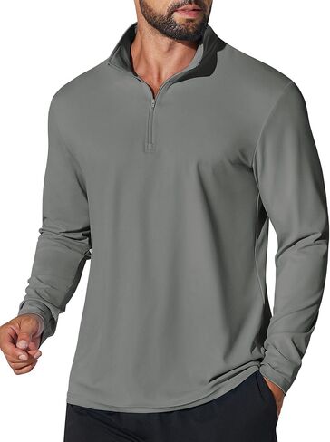 COOFANDY Mens Quarter Zip Pullover UPF 50+ Long Sleeve Sun Protection Shirts Golf Fishing Running Rash Guard T-Shirts in Saudi Arabia