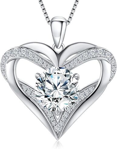 Moissanite Heart Pendant Necklaces for Women, 1-3 Carat Moissanite 925 Sterling Silver Necklace,Engraved 'I LOVE YOU' Gift for Wife Mom ,Ideal Anniversary Birthday Christmas Valentine Engagements Mothers Day Jewelry Gifts for Mom Wife Girlfriend Daughter  in Saudi Arabia