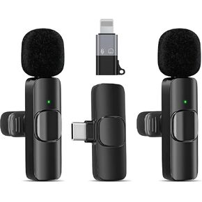 2 Pcs Type C Wireless Lavalier Microphone for iPhone, ipad, iOS, Android - Mini Microphone for Recording, Noise Reduction Lapel Mic, Omni Lav Mic for Video Recording, Vlog, YouTube, Tiktok in Saudi Arabia