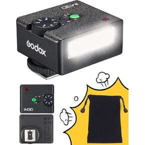 Godox Flash Godox iM30 Mini Flash - فلاش الكاميرا GN 15، 7 مستويات للطاقة، IM 30 فلاش كاميرا صغير لكاميرات Canon/Sony zv1/Sony zve10 /Ricoh gr3/Nikon/Fuji f1-230 ومضات كاملة الطاقة/6500K±200K/3.6S إعادة التدوير in Kuwait