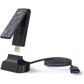 محول USB WiFi للكمبيوتر المكتبي، محول WAVLINK ثلاثي الموجات BE6500 WiFi 7 مع هوائيات عالية الكسب 2.4 جيجا هرتز/5 جيجا هرتز/6 جيجا هرتز، WPA3، MLO & Multi-RU، MU-MIMO، OFDMA، 4K-QAM، يدعم Windows 11/10 فقط in Kuwait