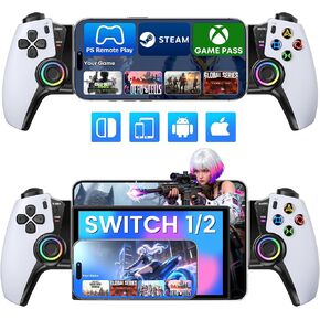 وحدة تحكم التبديل متوافقة مع Switch 2/Switch/OLED/Android/iPhone، وحدة تحكم التبديل اللاسلكية قطعة واحدة Joypad مع عصا التحكم ذات تأثير Hall / مشغلات Hall تدعم Xbox Cloud، Steam Link، GeForce Now in Kuwait