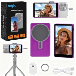 Vlog Selfie Monitor Screen, 5" Magnetic Back Camera Monitor for iPhone with 4K 60fps Bluetooth Remote, Wireless Portable External Display for Live Stream TikTok, Compatible with iPhone & Android in Kuwait