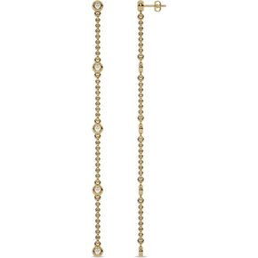 Lab Grown Station Diamond Earrings for Women | 10K Solid Gold 1/2-1 CT. TW Long Dangling Diamond Earrings in Saudi Arabia