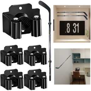 4 PCS الحائط حامل الهوكي ، تم تثبيته في أي زاوية لعقد المضرب بحزم ، مع وسادة المتداول لحماية المضرب ، مواد الفولاذ المقاوم للصدأ القوي (أسود) in Kuwait