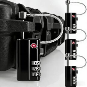 قفل حافظة مسدس لافينلين مطور - مقبض معدني قابل للتعديل، أقفال آمنة للبندقية معتمدة من إدارة أمن المواصلات الأمريكية، أقفال مسدس كابل عالية الأمان، أقفال رمز آمنة لحافظة المسدس، حافظة الأسلحة النارية، صندوق الأدوات، أمتعة السفر، فضي -2P in Kuwait