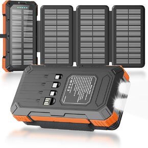 شاحن طاقة شمسية بقوة 49800 مللي أمبير في الساعة مع 4 كابلات مدمجة و3 لوحات قابلة للطي، وشاحن هاتف محمول سريع PD22.5W، وحزمة بطارية خارجية مع مدخل/مخرج USB-C ومصباح يدوي للتخييم في الهواء الطلق in Kuwait