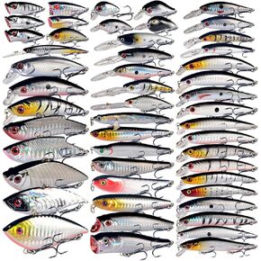 56 طعوم مياه pcsTop لباس الصيد السحر عدة معالجة الطعم Crankbait Swimbaits Jerkbaits Minnow الطعوم الصلبة سمك السلمون المرقط بايك موسكي Walleye جثم خطاف ثلاثي للمياه العذبة والمياه المالحة in Kuwait