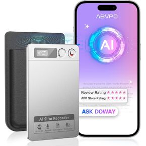 مسجل صوت AI، مسجل صوتي للملاحظات، نسخ وتلخيص، تقنية إلغاء الضوضاء AI، يدعم 152 لغة، ذاكرة 64 جيجابايت للتحكم في مسجل الصوت للمحاضرات والاجتماعات والمكالمات، رمادي داكن in Kuwait