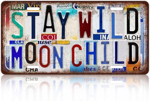 JBYMsign Vintage Wall Decor Stay Wild Moon Child License Plate Metal Sign Tin Signs Poster in Saudi Arabia
