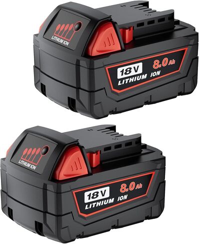 4Pack 18V 8.0Ah Replacement for Milwaukee M-18 Battery Compatible with 18 Volt Power Tools and Chargers Long-Lasting Lithium-Ion Battery for Extended Runtime in Saudi Arabia