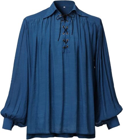 قميص Graceart Pirate Men Men Vampire Renaissance Dritts Victorian Ruffled Costed Asse Costume Linen Shirt in Kuwait