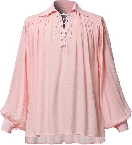 قميص Graceart Pirate Men Men Vampire Renaissance Dritts Victorian Ruffled Costed Asse Costume Linen Shirt in Kuwait