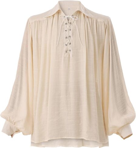 قميص Graceart Pirate Men Men Vampire Renaissance Dritts Victorian Ruffled Costed Asse Costume Linen Shirt in Kuwait