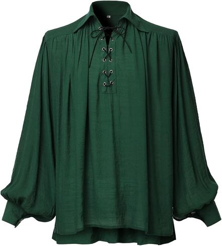 قميص Graceart Pirate Men Men Vampire Renaissance Dritts Victorian Ruffled Costed Asse Costume Linen Shirt in Kuwait