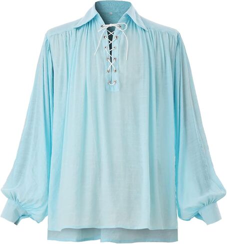 قميص Graceart Pirate Men Men Vampire Renaissance Dritts Victorian Ruffled Costed Asse Costume Linen Shirt in Kuwait