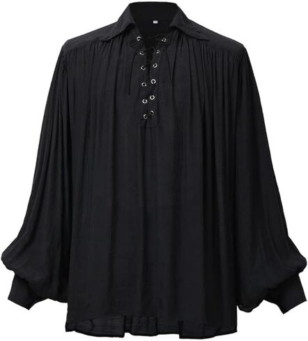 قميص Graceart Pirate Men Men Vampire Renaissance Dritts Victorian Ruffled Costed Asse Costume Linen Shirt in Kuwait