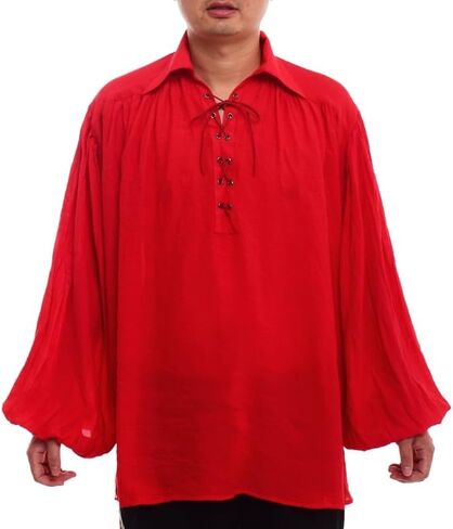 قميص Graceart Pirate Men Men Vampire Renaissance Dritts Victorian Ruffled Costed Asse Costume Linen Shirt in Kuwait
