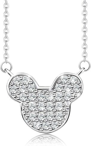 Generic Sterling Silver Cute Mouse Pendant Necklace for Girls, Teens, Women - Heart-Shaped Cubic Zirconia, Adjustable, Gift for Christmas, Daughter in Saudi Arabia