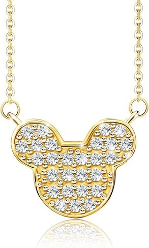 Generic Sterling Silver Cute Mouse Pendant Necklace for Girls, Teens, Women - Heart-Shaped Cubic Zirconia, Adjustable, Gift for Christmas, Daughter in Saudi Arabia