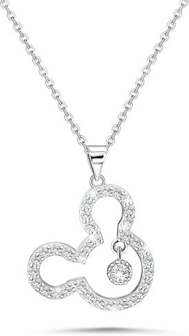 Generic Sterling Silver Cute Mouse Pendant Necklace for Girls, Teens, Women - Heart-Shaped Cubic Zirconia, Adjustable, Gift for Christmas, Daughter in Saudi Arabia