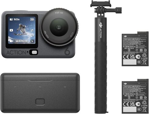 مجموعة DJI Osmo Action 6 القياسية، كاميرا الحركة مع مستشعر مربع 1/1.1 بوصة، فتحة متغيرة f/2.0–f/4.0، مقاومة للبرودة، بطارية 4 ساعات، كاميرا الحركة 4K مثالية لالتقاط سريع للحظات المثيرة in Kuwait