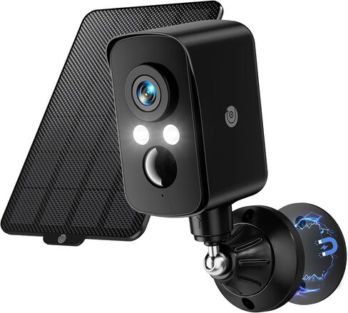 360° View Wireless Outdoor Security Camera, No Subscription Free 7-Day Cloud/SD, Pan, AI Detection, Magnetic, Battery Powered, 2.4G WiFi, 2K, Night Vision, 2-Way Talk, Home Security, Black in Kuwait