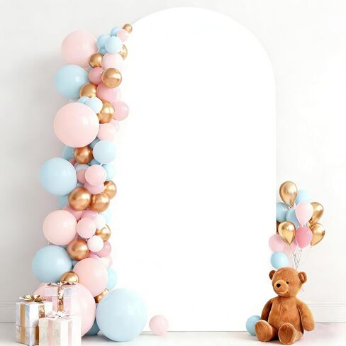 7.2FT Beige Wedding Arch Backdrop Cover, Stretchy Fabric | Spandex Arch Covers, for Birthday, Party, Baby Shower Decorations, Round Top, Washable, Double Sided Covering in Saudi Arabia
