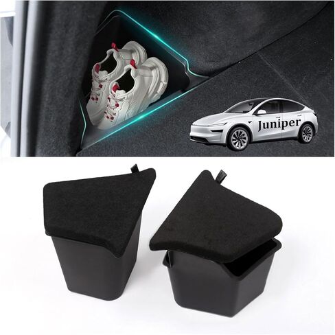 Trunk Storage Bins Trunk Organizer Designed for 2025 2026 Tesla Model Y Juniper 5-Seater, 2PCS Large-Capacity Rear Side Storage Boxes with Under-Panel Compartment for Model Y Juniper Accessories in Kuwait
