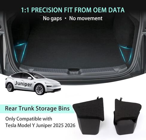 Trunk Storage Bins Trunk Organizer Designed for 2025 2026 Tesla Model Y Juniper 5-Seater, 2PCS Large-Capacity Rear Side Storage Boxes with Under-Panel Compartment for Model Y Juniper Accessories in Kuwait