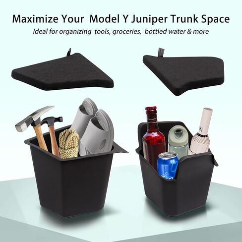 Trunk Storage Bins Trunk Organizer Designed for 2025 2026 Tesla Model Y Juniper 5-Seater, 2PCS Large-Capacity Rear Side Storage Boxes with Under-Panel Compartment for Model Y Juniper Accessories in Kuwait