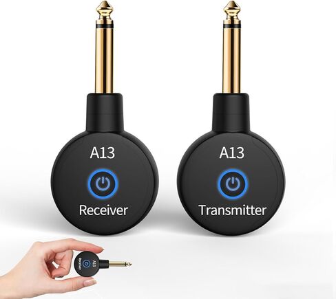 A13 Wireless Guitar System, 2.4GHz Guitar Accessories with 24-bit 48kHz Audio, No Latency, 100ft Range, Rechargeable 5-Hour Battery, Dual Plug for Electric Guitar & Bass, Plug & Play in Saudi Arabia