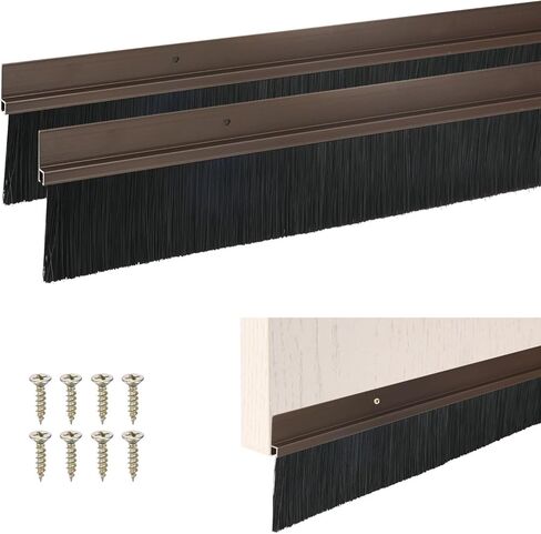 2-pack door Brush Sweep ، 39 "L x 4.5" W H HAPE RABOY RABOY مع فرشاة نايلون 3.5 "لختم باب الصناعي/المنزل/الجراج ، تجريد الطقس القوي اللاصق [الأسود] in Saudi Arabia