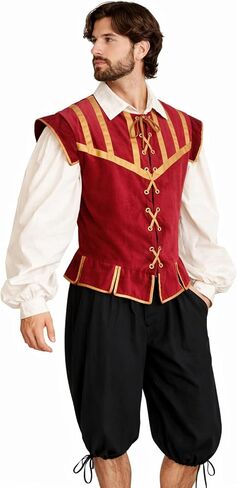 أزياء النهضة للرجال Doublet 3 PC ، Ren Faire ، Pirate ، Cosplay Medieval Cosplay in Saudi Arabia