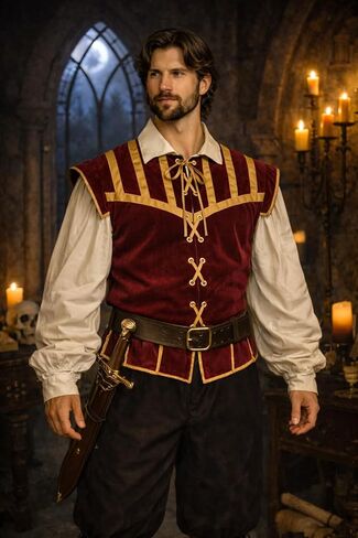 أزياء النهضة للرجال Doublet 3 PC ، Ren Faire ، Pirate ، Cosplay Medieval Cosplay in Saudi Arabia