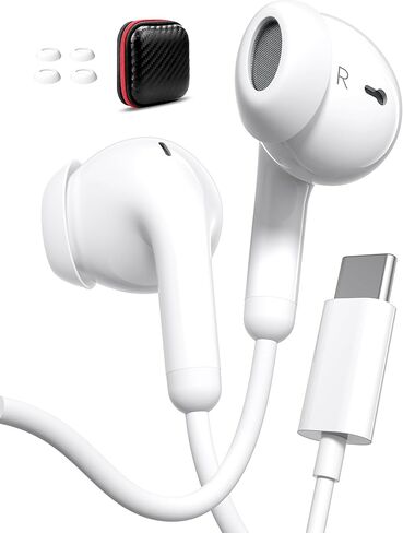 USB C Headphones for iPhone 16 17 Pro Max 15 Plus Wired Earbuds with HD Mic for iPad Pro Air A16 2025, Lightweight Small Ear Type C Earphones for Samsung Galaxy S25 Ultra S24 S23 A36 Pixel 9 10 Pro XL in Saudi Arabia