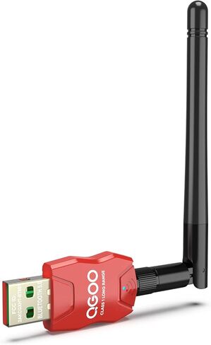 محول بلوتوث USB للكمبيوتر الشخصي - QGOO Bluetooth Dongle 5.3 EDR، جهاز استقبال لاسلكي للكمبيوتر المكتبي والكمبيوتر المحمول Windows 8.1/10/11 (أحمر-02) in Kuwait